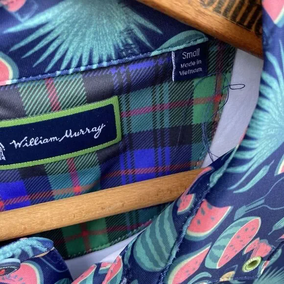 NEW William Murray SMALL Mens Shirt Seed Spitters‎ Polo Watermelon Stretch Golf